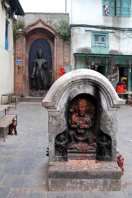 Kathmandu Swayambhunath 36 Statues Of Mahakala, Dipankara Buddha, Hanuman In Northwest Part Of Swayambunath 